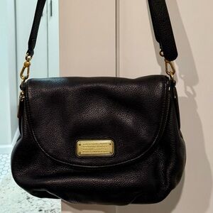 Marc Jacobs Black Natasha Crossbody Bag with Gold Accents